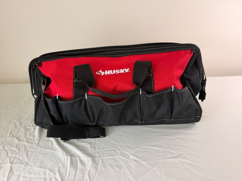 Husky 24” Wide Mouth Tool Bag Red Black With Shoulder Strap